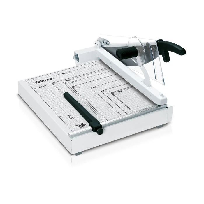 Fellowes Astro Guillotina de Papel - Formato A4 - Base Metalica - Protector Transparente - Corte Ajustable - Seguro Automatico -