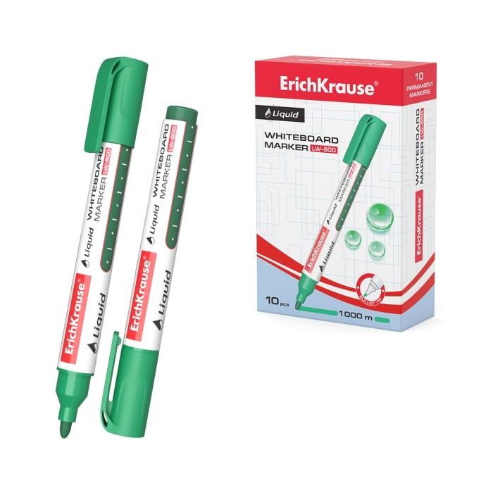 Erichkrause Liquid LW-600 Marcador de Pizarra Blanca - Tinta Liquida a Base de Alcohol - Punta en Forma de Bala - Ancho de Linea