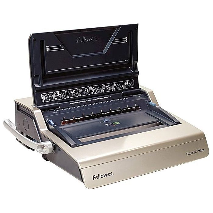 Fellowes Galaxy E Wire Encuadernadora Electrica - Perfora hasta 20 Hojas - Encuaderna hasta 130 Hojas - Bandeja Frontal - Incluy