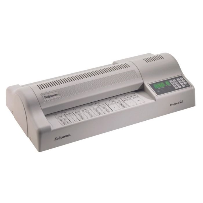 Fellowes Proteus Plastificadora A3 - Uso en Caliente y Frio - 6 Rodillos - Temperatura y Velocidad Regulable - Fundas hasta 250