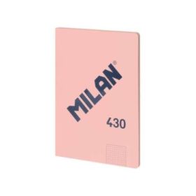 Milan Serie 1918 Libreta Encolada Formato A4 Cuadricula 5x5mm - 48 Hojas de 95 gr/m2 - Microperforado - Tapa Blanda - Color Rosa