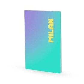 Milan Sunset Libreta Encolada Formato A4 Cuadricula 5x5mm - 48 Hojas de 95 gr/m2 Microperforadas - Color Turquesa/Violeta
