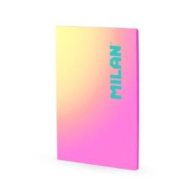 Milan Sunset Libreta Encolada Formato A4 Cuadricula 5x5mm - 48 Hojas de 95 gr/m2 Microperforadas - Color Rosa/Amarillo