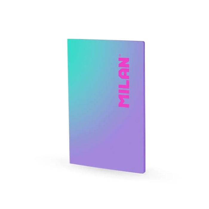 Milan Sunset Libreta Encolada Formato A4 Cuadricula 5x5mm - 48 Hojas de 95 gr/m2 Microperforadas - Color Violeta/Turquesa