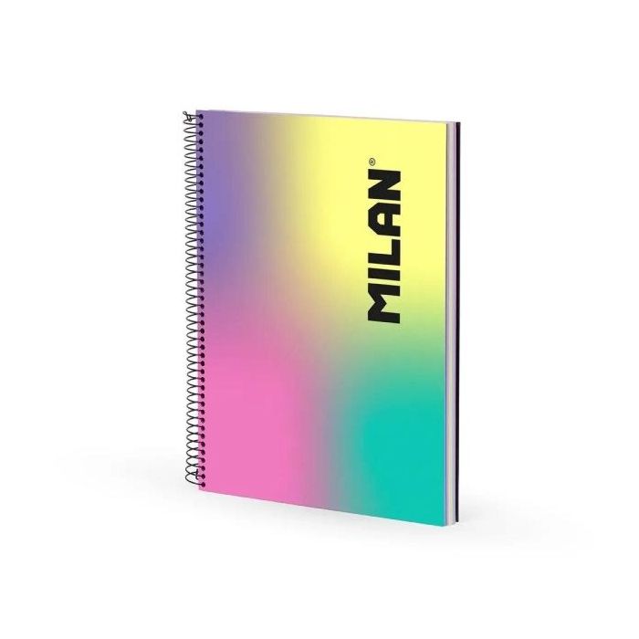 Milan Sunset Cuaderno Espiral Formato A4 Pautado 7mm - 120 Hojas de 95 gr/m2 - Microperforado, 4 Taladros y Bandas de Color