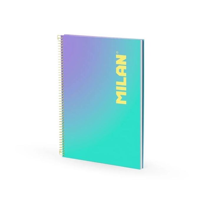 Milan Sunset Cuaderno Espiral Formato A4 Pautado 7mm - 90 Hojas de 95 gr/m2 - Microperforado, Bandas de Color y 4 Taladros - Col