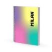 Milan Sunset Cuaderno Espiral Formato A4 Cuadricula 5x5mm - 120 Hojas de 95 gr/m2 - Microperforado, 4 Taladros y Bandas de Color