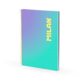 Milan Sunset Cuaderno Espiral Formato A4 Cuadricula 5x5mm - 90 Hojas de 95 gr/m2 - Microperforado, Bandas de Color y 4 Taladros