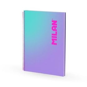 Milan Sunset Cuaderno Espiral Formato A4 Cuadricula 5x5mm - 90 Hojas de 95 gr/m2 - Microperforado, Bandas de Color y 4 Taladros