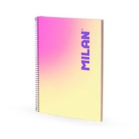 Milan Sunset Cuaderno Espiral Formato A4 Cuadricula 5x5mm - 90 Hojas de 95 gr/m2 - Microperforado, Bandas de Color y 4 Taladros