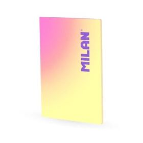 Milan Sunset Libreta Encolada Formato A4 Cuadricula 5x5mm - 48 Hojas de 95 gr/m2 Microperforadas - Color Amarillo/Rosa