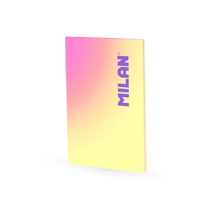 Milan Sunset Libreta Encolada Formato A4 Cuadricula 5x5mm - 48 Hojas de 95 gr/m2 Microperforadas - Color Amarillo/Rosa