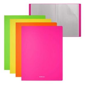 Erichkrause Carpetas con Fundas Matt Neon - 40 Fundas - Tamaño A4 - Surtido Colores (4 pcs en Bolsa) - Colores Surtidos