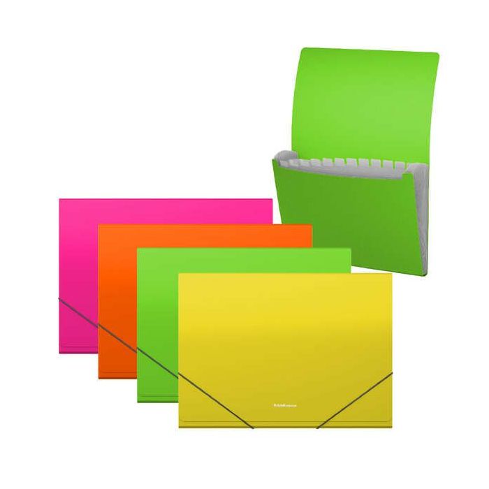 Erichkrause Clasificadores Matt Neon - 12 Fundas - Tamaño A4 - Color Surtidos
