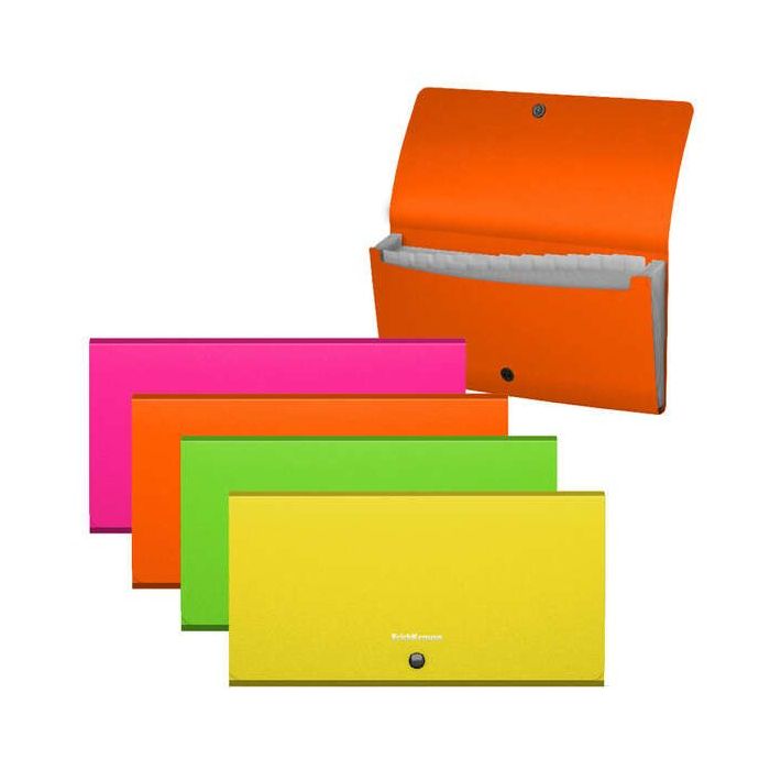 Erichkrause Clasificadores Matt Neon - 12 Fundas - Tamaño Cheque - Colores Surtidos
