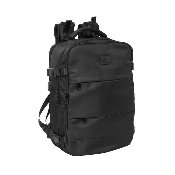 Safta Mochila de Cabina - Bolsillo para Portatil hasta 15.6  - Conector USB - Portabotellas - Zapatillero - Cinta para Maleta -
