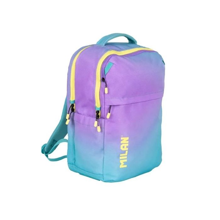 Milan Sunset Mochila Escolar 25L 5 Cremalleras - Bolsillos Laterales - Compartimento Acolchado para Portatil 16  - Tirantes Acol