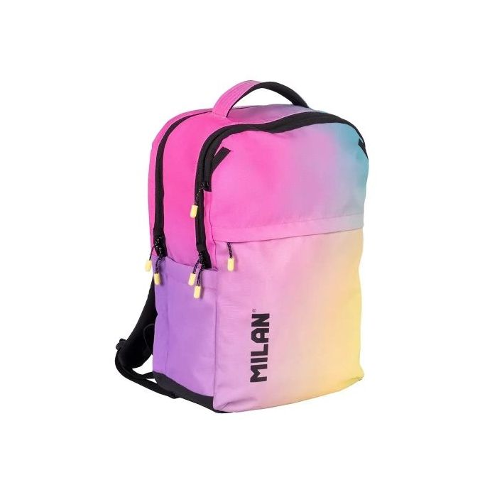 Milan Sunset Mochila Escolar 25L 5 Cremalleras - Bolsillos Laterales - Compartimento Acolchado para Portatil 16  - Tirantes Acol