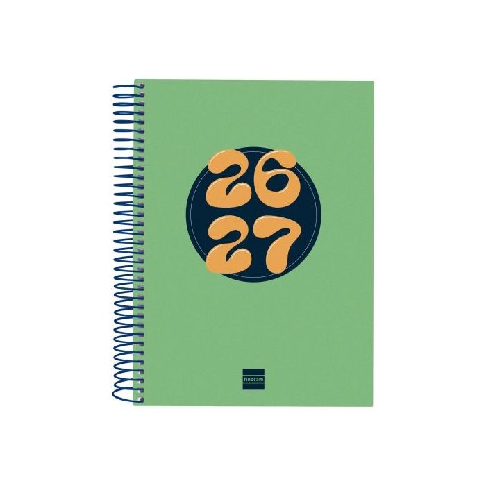 Finocam Cool Agenda Escolar 26/27 - 1 Dia por Pagina - Formato 4º - 155x212mm - Tapas de Carton Forrado - Papel de 80g/m2 - Espi