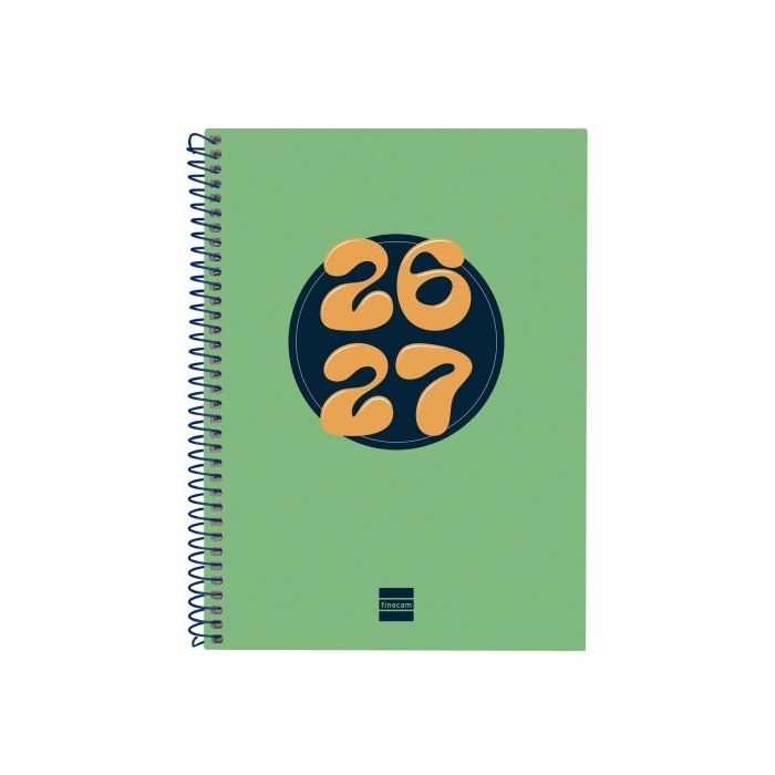 Finocam Cool Agenda Escolar 26/27 - Semana Vista Horizontal - Formato 4º - 155x212mm - Tapas de Carton Forrado - Papel de 80g/m2