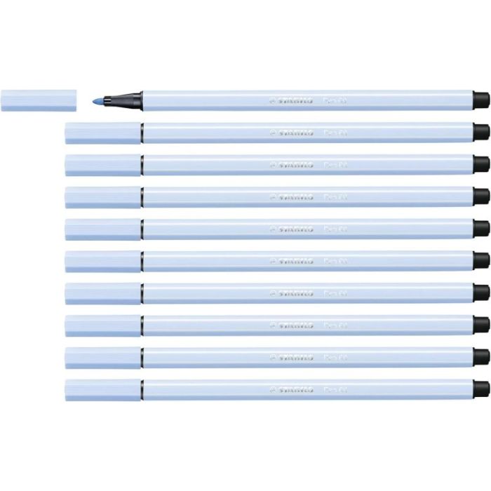 Stabilo Pen 68 Rotulador de Punta de Fibra - Trazo de 1mm aprox. - Tinta con Base de Agua - Color Azul Hielo
