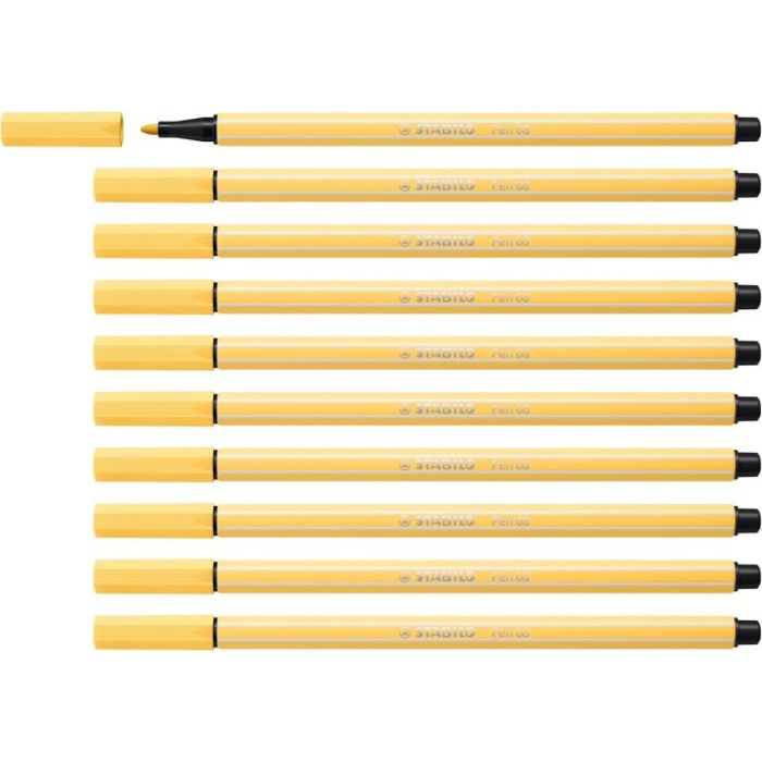 Stabilo Pen 68 Rotulador de Punta de Fibra - Trazo de 1mm aprox. - Tinta con Base de Agua - Color Amarillo Claro