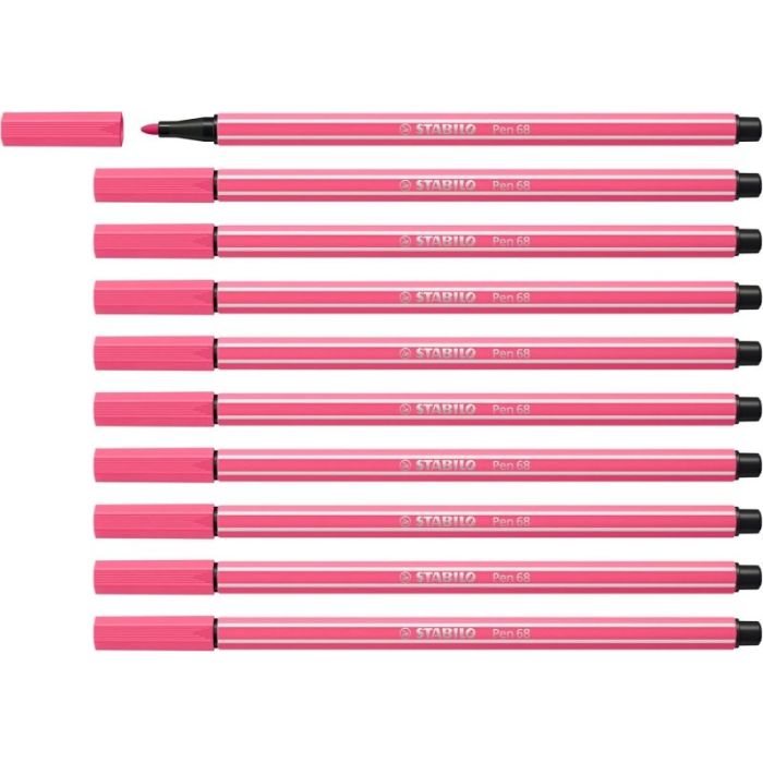 Stabilo Pen 68 Rotulador de Punta de Fibra - Trazo de 1mm aprox. - Tinta con Base de Agua - Color Rosa Claro
