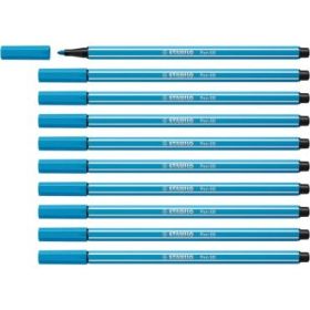 Stabilo Pen 68 Rotulador de Punta de Fibra - Trazo de 1mm aprox. - Tinta con Base de Agua - Color Azul Claro