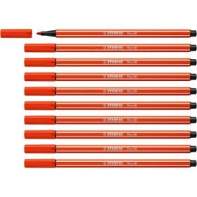 Stabilo Pen 68 Rotulador de Punta de Fibra - Trazo de 1mm aprox. - Tinta con Base de Agua - Color Rojo