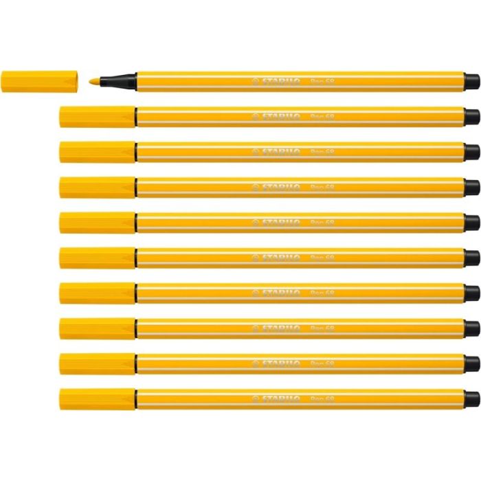 Stabilo Pen 68 Rotulador de Punta de Fibra - Trazo de 1mm aprox. - Tinta con Base de Agua - Color Amarillo