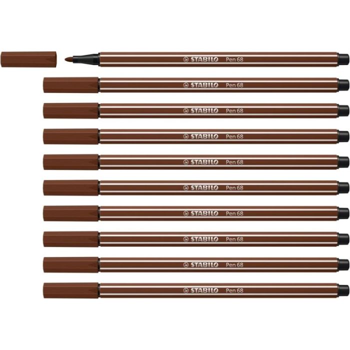 Stabilo Pen 68 Rotulador de Punta de Fibra - Trazo de 1mm aprox. - Tinta con Base de Agua - Color Marron