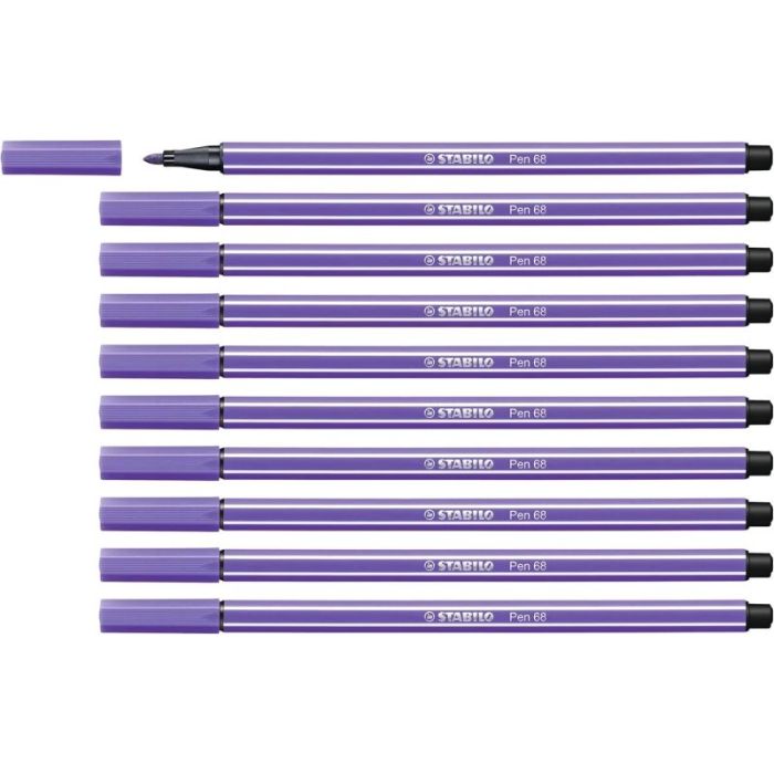 Stabilo Pen 68 Rotulador de Punta de Fibra - Trazo de 1mm aprox. - Tinta con Base de Agua - Color Violeta