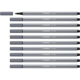 Stabilo Pen 68 Rotulador de Punta de Fibra - Trazo de 1mm aprox. - Tinta con Base de Agua - Color Gris Oscuro