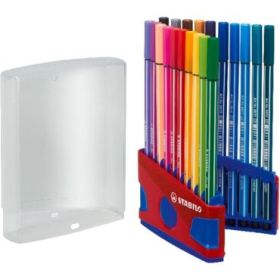 Stabilo Premium Pen 68 Estuche con 20 Rotuladores - Punta de Fibra - Trazo de 1mm aprox. - Alto Brillo y Luminosidad de Color -