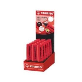 Stabilo Boss 70 Expositor con 15 Marcadores Fluorescentes - Trazo entre 2 y 5mm - Recargable - Tinta con Base de Agua - Color Ro