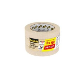 Scotch Classic Pack de 3 Cintas de Enmascarar - 24mm x 50m - Color Blanco