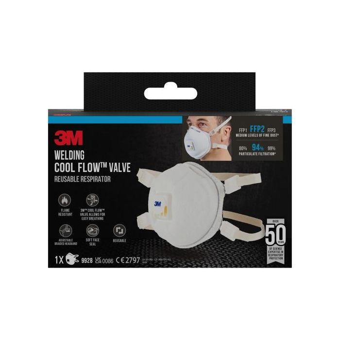 3M Mascarilla para Particulas FFP2 con Valvula - Especial Soldadura - Reutilizable - Para Niveles Medios de Particulas - Color B
