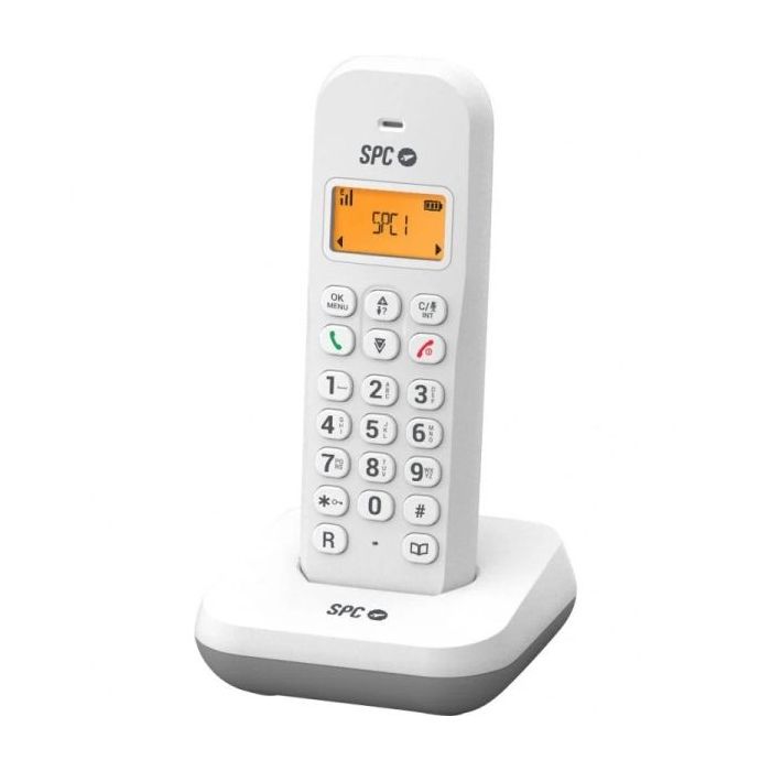 SPC Keops Telefono Fijo Inalambrico DECT - Pantalla Iluminada - Agenda 50 Contactos - Identificador de Llamadas - Color Blanco
