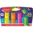 Maped Kawaii Pack con 4 Mini Marcadores Fluorescentes Neon - Divertidos Diseños Kawaii - Trazo de 1 a 5mm - Ideal para Subrayar