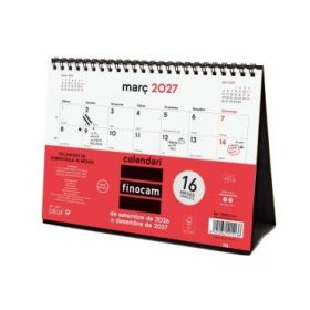 Finocam Neutro Calendario de Sobremesa en Catalan - 16 Meses - Mes Vista - Formato S - 210x150mm - Espiral Doble Metalica - Pape