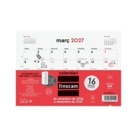 Finocam Neutro Bloc Calendario con Iman en Catalan - 16 Meses - Mes Vista - Formato S - 210x150mm - Listado de Festivos - Papel