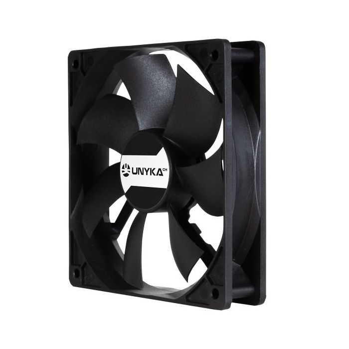 Unykach Server Ventilador 120mm de Doble Bola - Velocidad Max. 1800rpm - Conector de 4 Pines con Control de Temperatura - Color