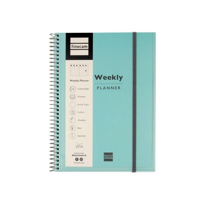 Finocam My Time Agenda sin Fechar - Semana Vista Vertical - Formato E10 - 155x212mm - Tapas de Polipropileno - Papel de 80g/m2 -