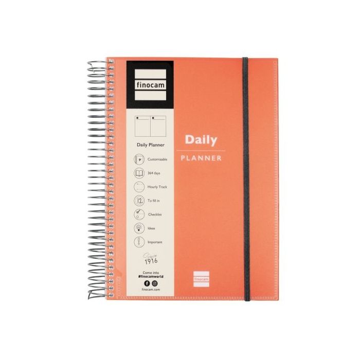 Finocam My Time Agenda sin Fechar - 1 Dia por Pagina - Formato E10 - 155x212mm - Tapas de Polipropileno - Papel de 80g/m2 - Espi