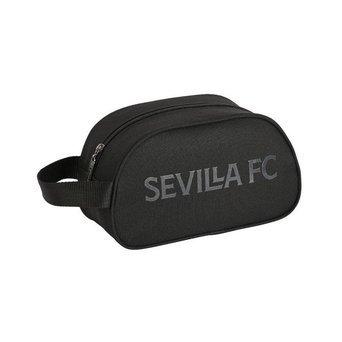Safta Sevilla FC Teen Neceser de 5L - Cremallera - Asa Lateral - Adapatable a Carro - 260x120x150mm - Color Negro