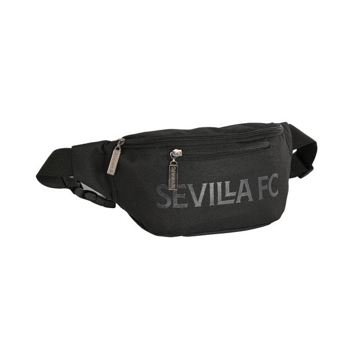 Safta Sevilla FC Teen Bolsa de Cintura - Cremallera - Cintas Ajustables - 2.49L - 230x90x120mm - Color Negro