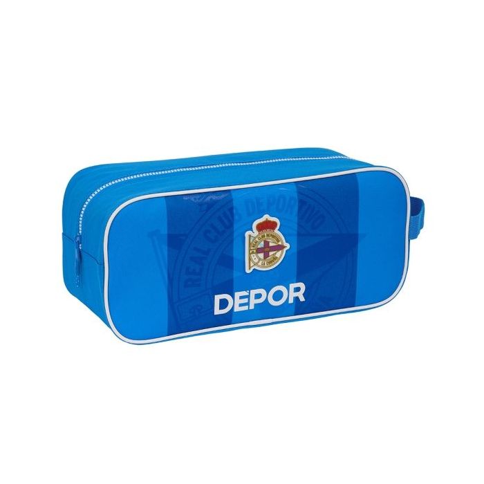 Safta Real Deportivo de la Coruña Zapatillero - Asa Lateral - 7L - Material Resistente - 340x140x150mm - Color Azul