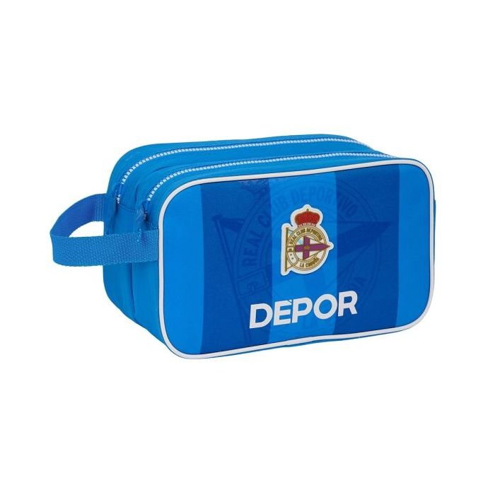 Safta Real Deportivo de la Coruña Neceser de 5L - 2 Compartimentos con Cremallera - Asa Lateral - Adapatable a Carro - 260x125x1