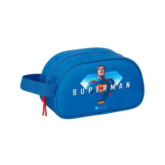 Safta Superman Neceser de 5L - Cremallera - Asa Lateral - Adapatable a Carro - 260x120x150mm - Color Azul Oscuro