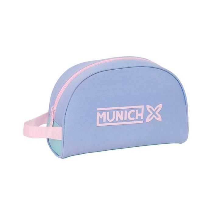 Safta Munich Mellow Neceser de 5L - Cremallera - Asa Lateral - Adapatable a Carro - Bolsillo Interior - 280x100x180mm - Color Az